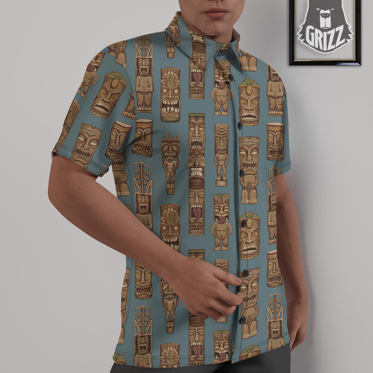 Totem Tribal Print Pattern Untucked Shirts-grizzshop