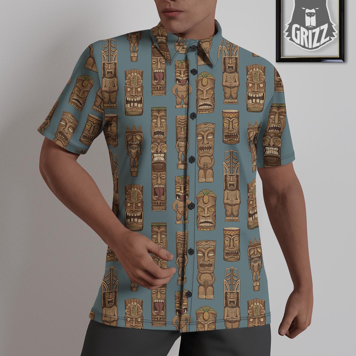 Totem Tribal Print Pattern Untucked Shirts-grizzshop