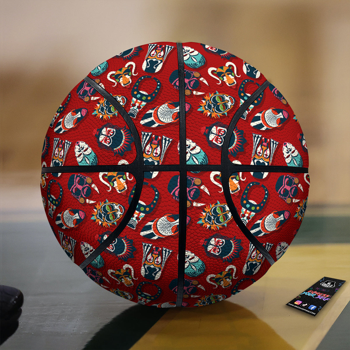 Totem Masks African Print Pattern Basketball