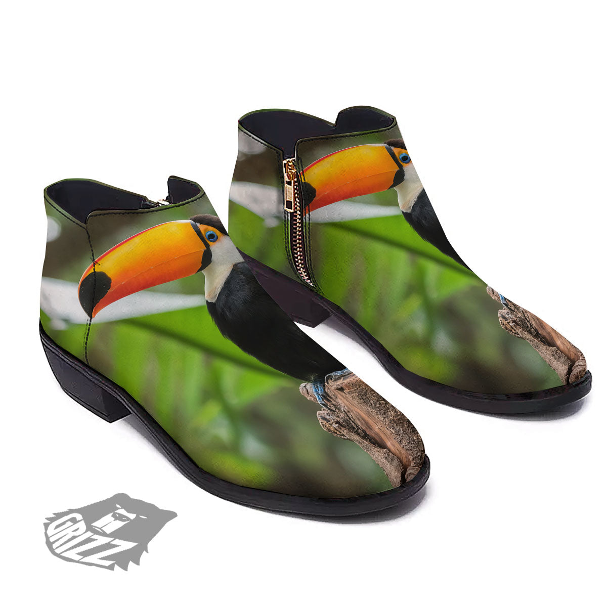 Toucan Aloha Keel-Billed Print Ankle Boots-grizzshop