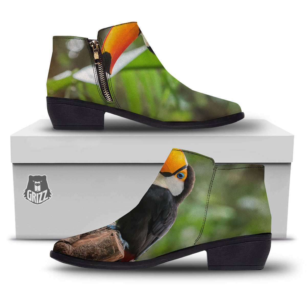 Toucan Aloha Keel-Billed Print Ankle Boots-grizzshop