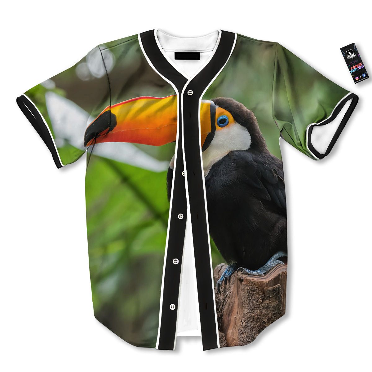 Toucan Aloha Keel-Billed Print Baseball Jersey-grizzshop