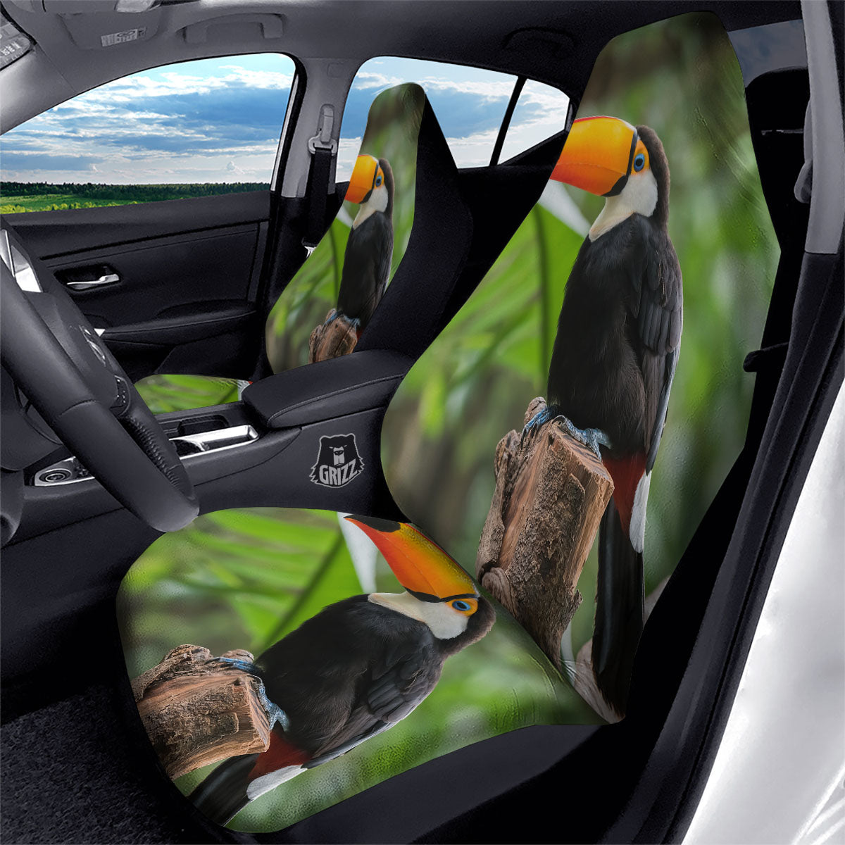 Toucan Aloha Keel-Billed Print Car Seat Covers-grizzshop