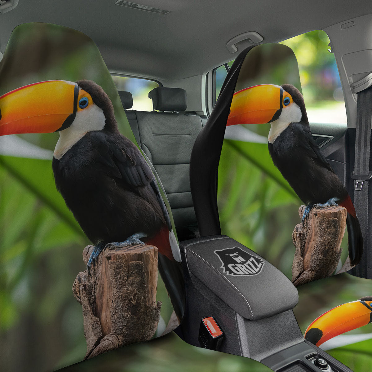 Toucan Aloha Keel-Billed Print Car Seat Covers-grizzshop