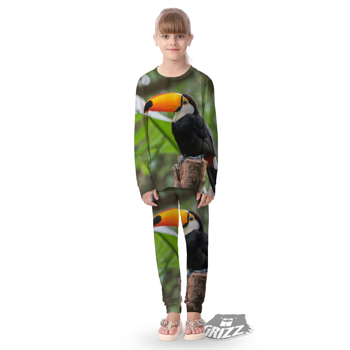Toucan Aloha Keel-Billed Print Kid's Pajamas-grizzshop
