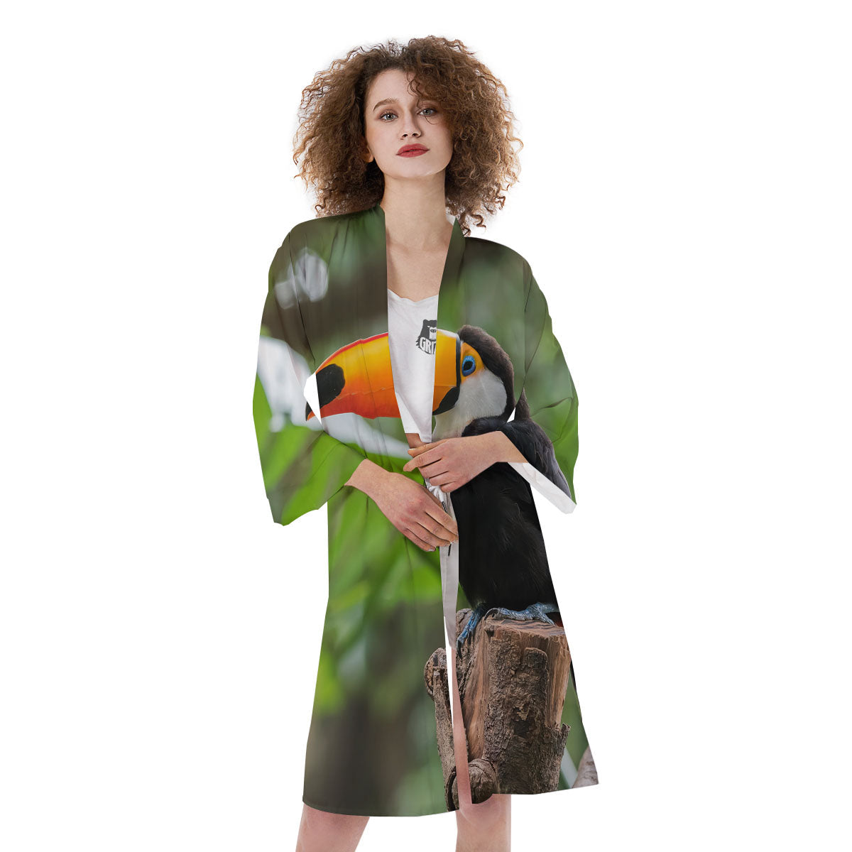 Toucan Aloha Keel-Billed Print Kimono-grizzshop