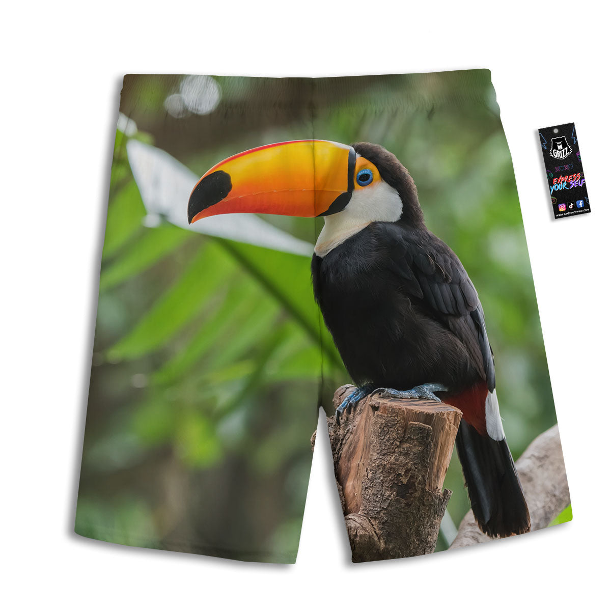 Toucan Aloha Keel-Billed Print Men's Athletic Shorts