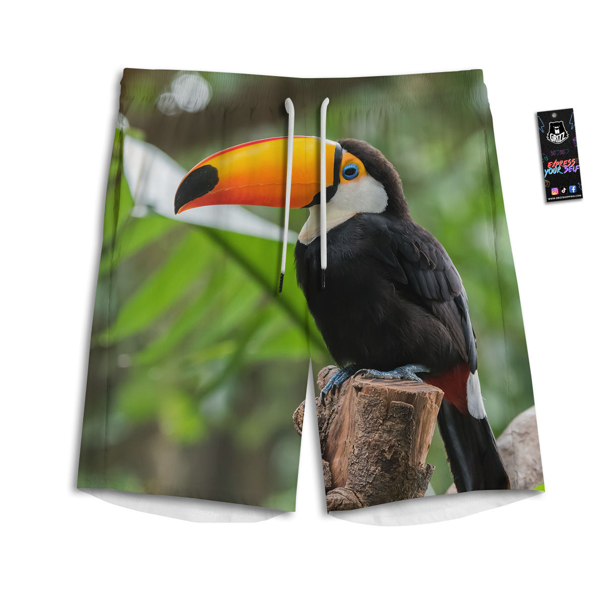 Toucan Aloha Keel-Billed Print Men's Athletic Shorts