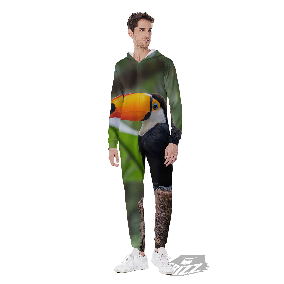 Toucan Aloha Keel-Billed Print Men's Jumpsuit-grizzshop