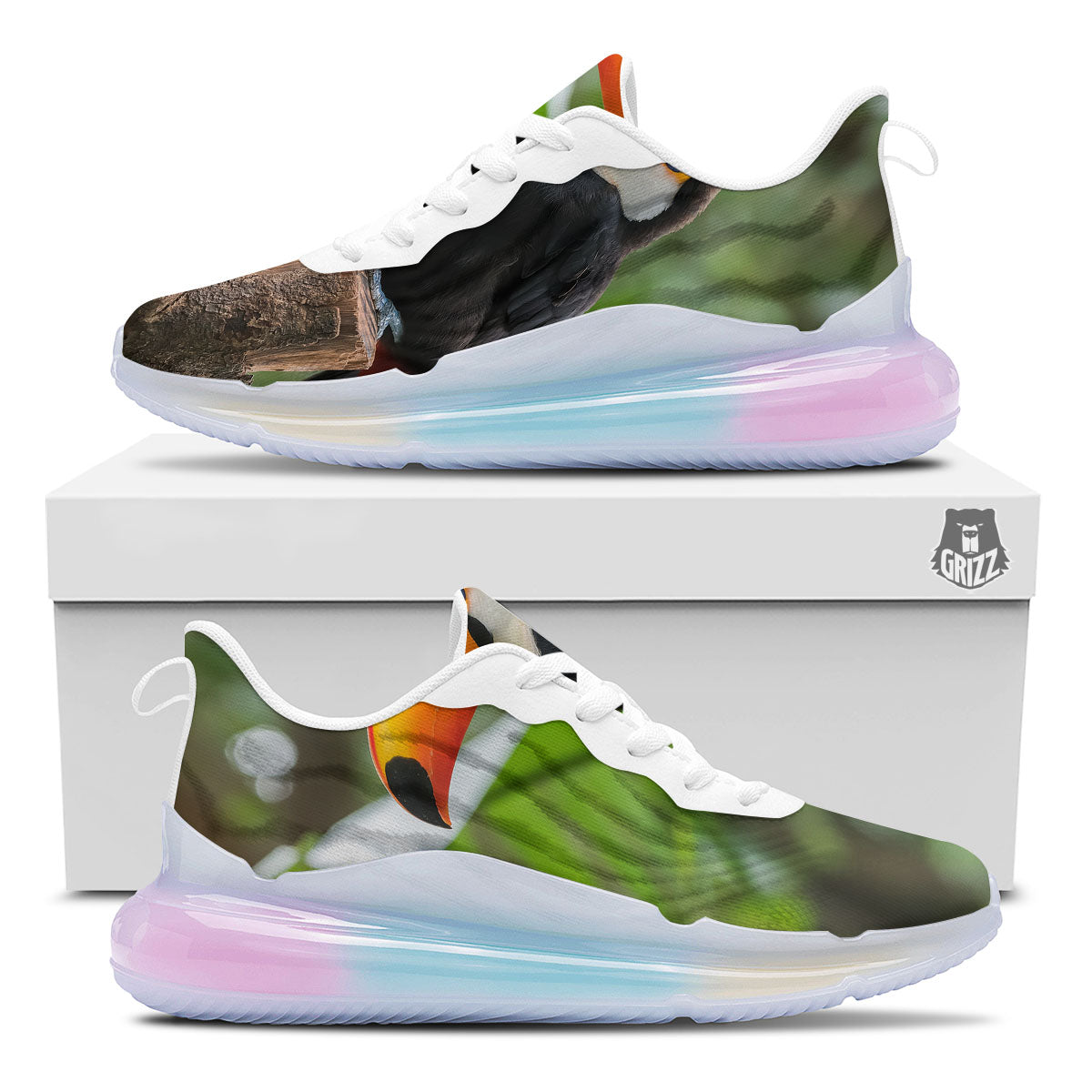 Toucan Aloha Keel-Billed Print Running Sneakers-grizzshop