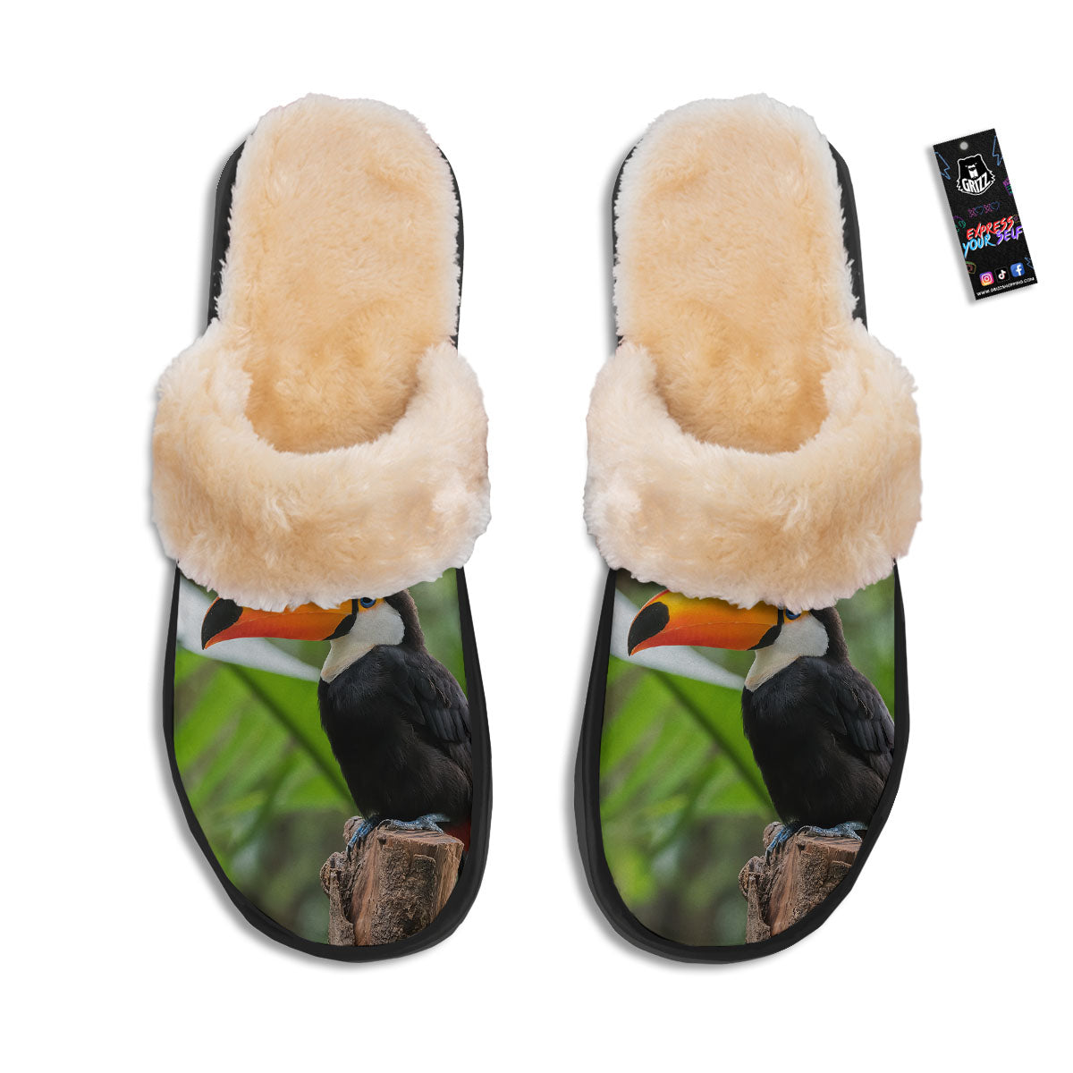 Toucan Aloha Keel-Billed Print Slippers-grizzshop