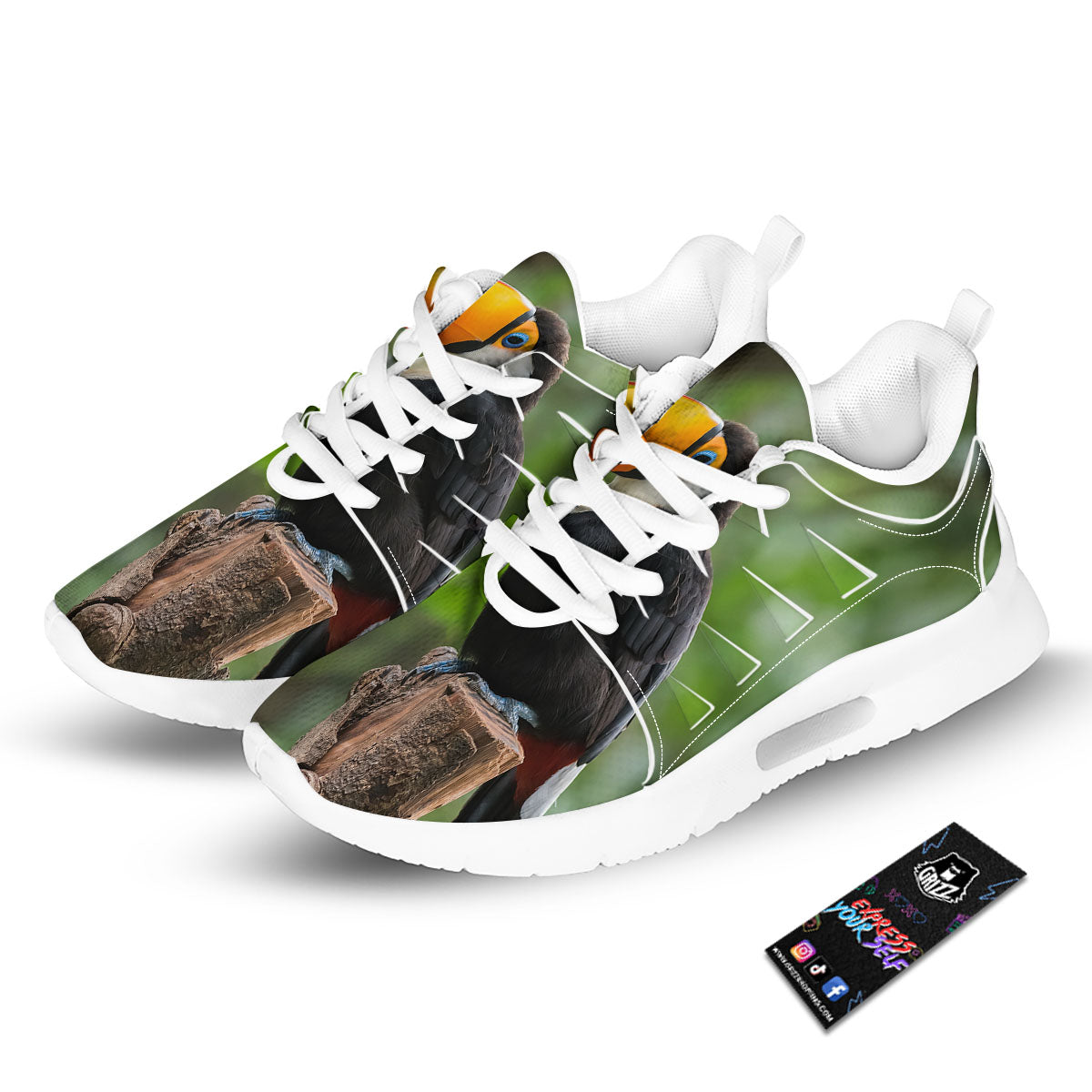 Toucan Aloha Keel-Billed Print Tennis Shoes-grizzshop