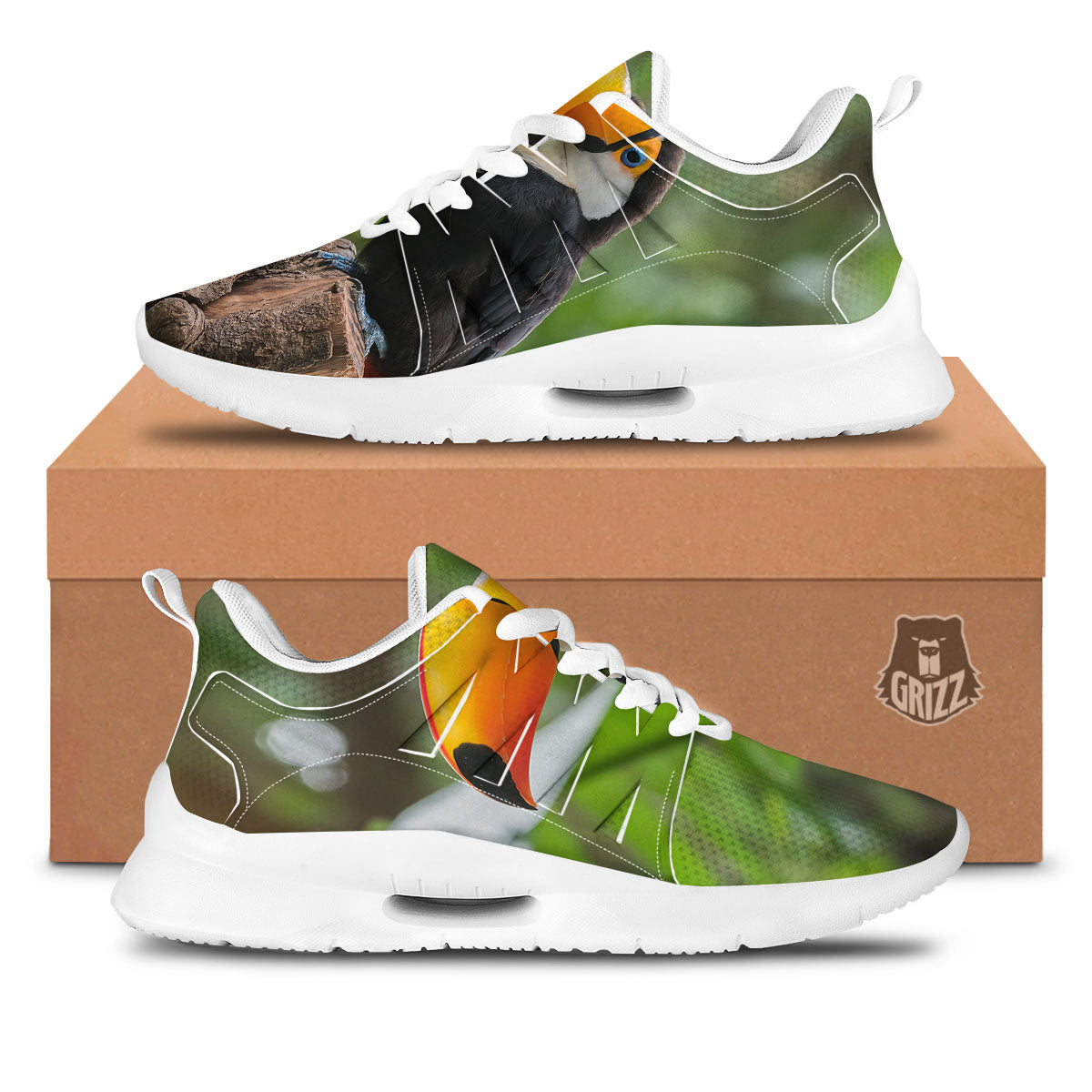 Toucan Aloha Keel-Billed Print Tennis Shoes-grizzshop