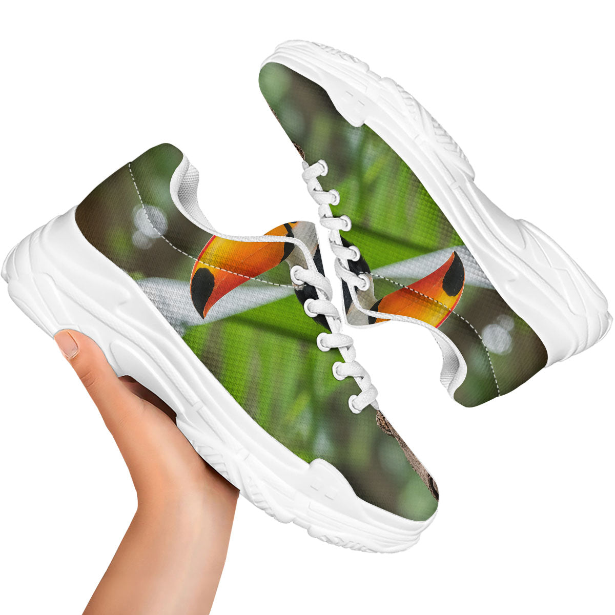 Toucan Aloha Keel-Billed Print White Chunky Shoes-grizzshop