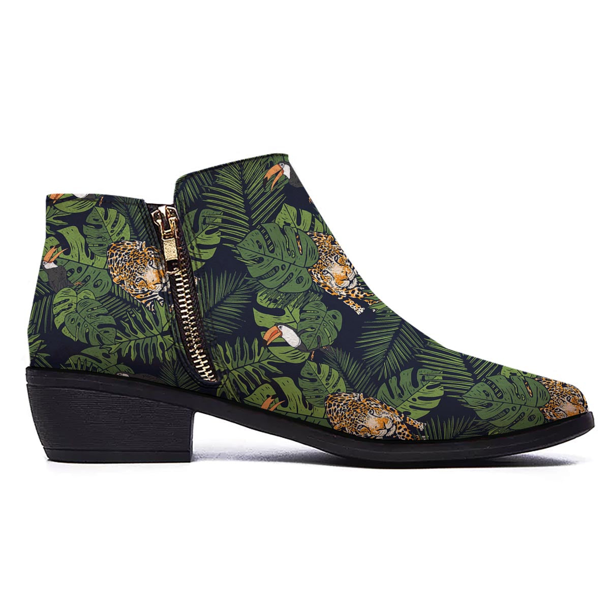 Toucan And Tiger Print Pattern Ankle Boots-grizzshop