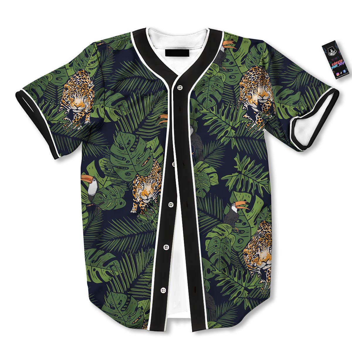 Toucan And Tiger Print Pattern Baseball Jersey-grizzshop