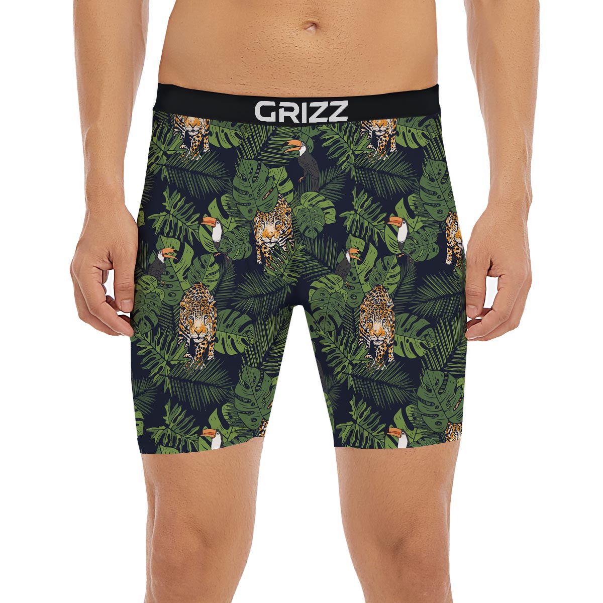 Toucan And Tiger Print Pattern Boxer Briefs-grizzshop