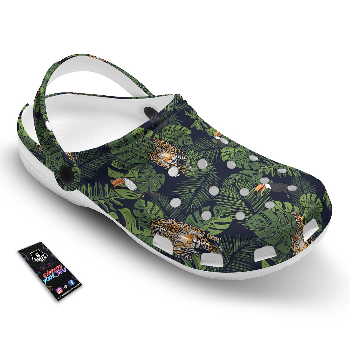 Toucan And Tiger Print Pattern Clog-grizzshop