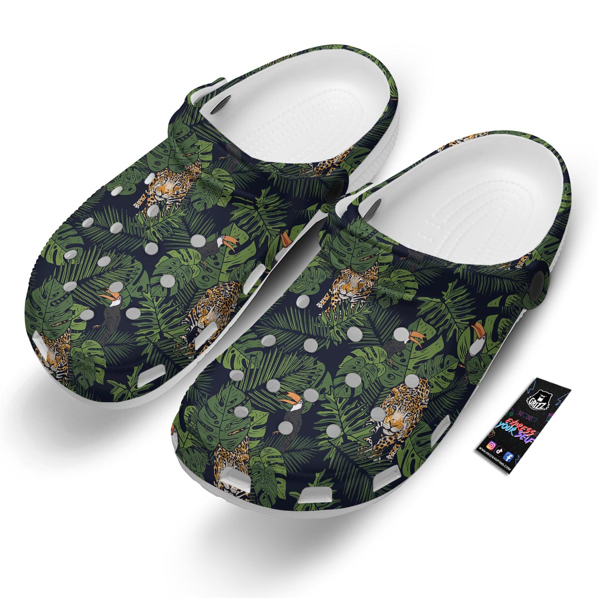 Toucan And Tiger Print Pattern Clog-grizzshop