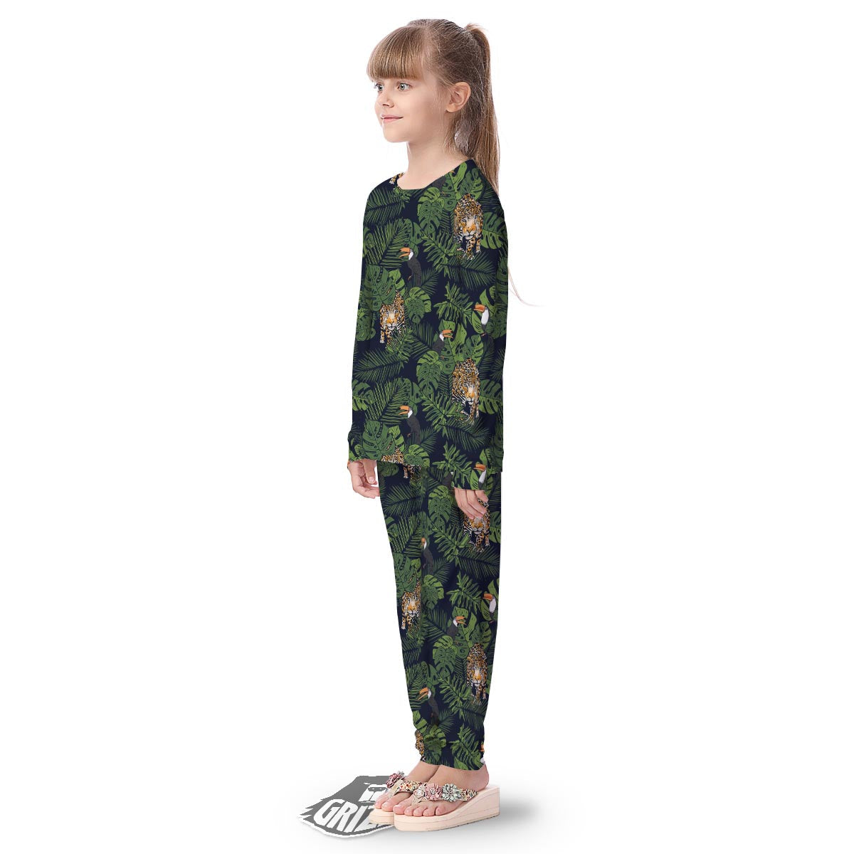 Toucan And Tiger Print Pattern Kid's Pajamas-grizzshop