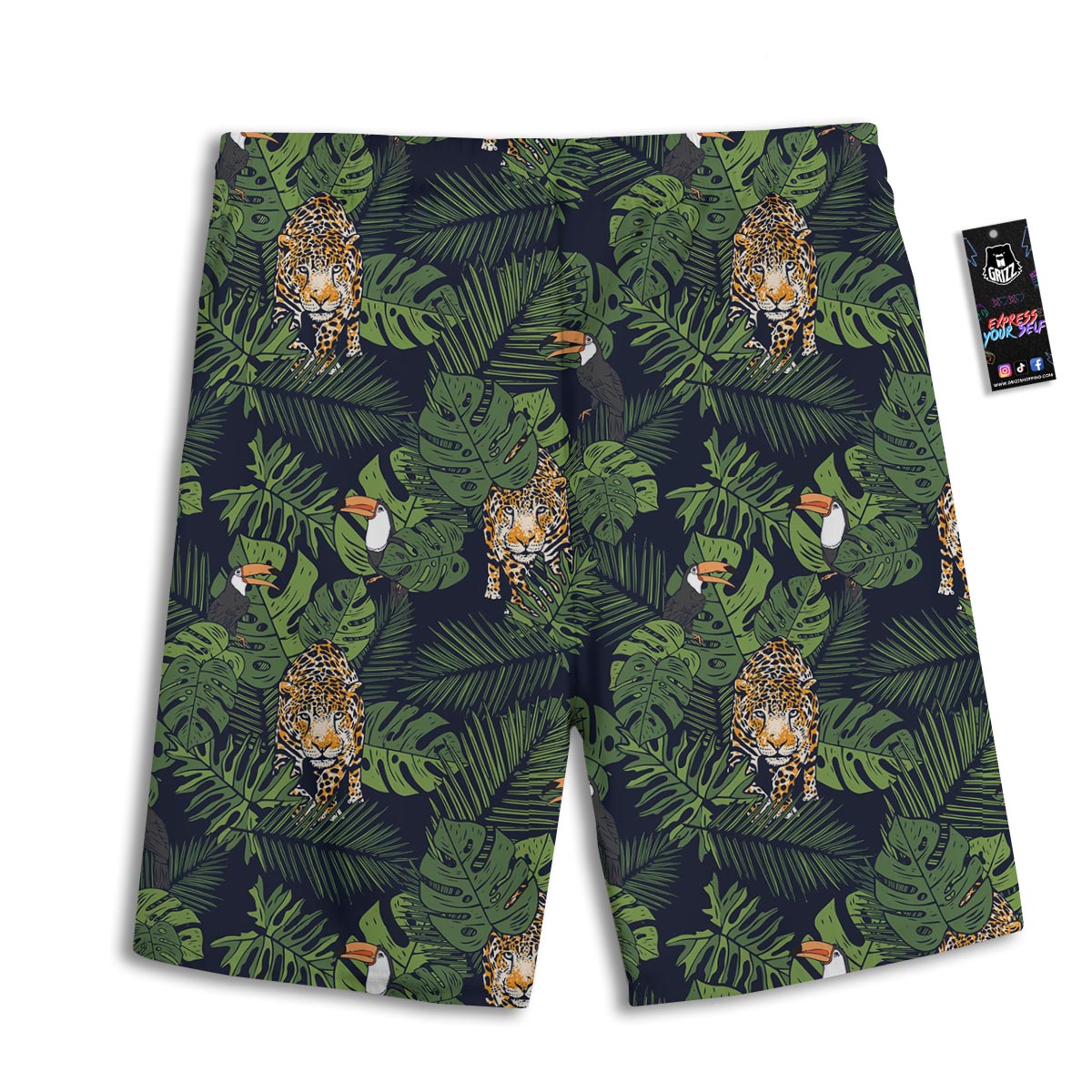 Toucan And Tiger Print Pattern Men's Athletic Shorts