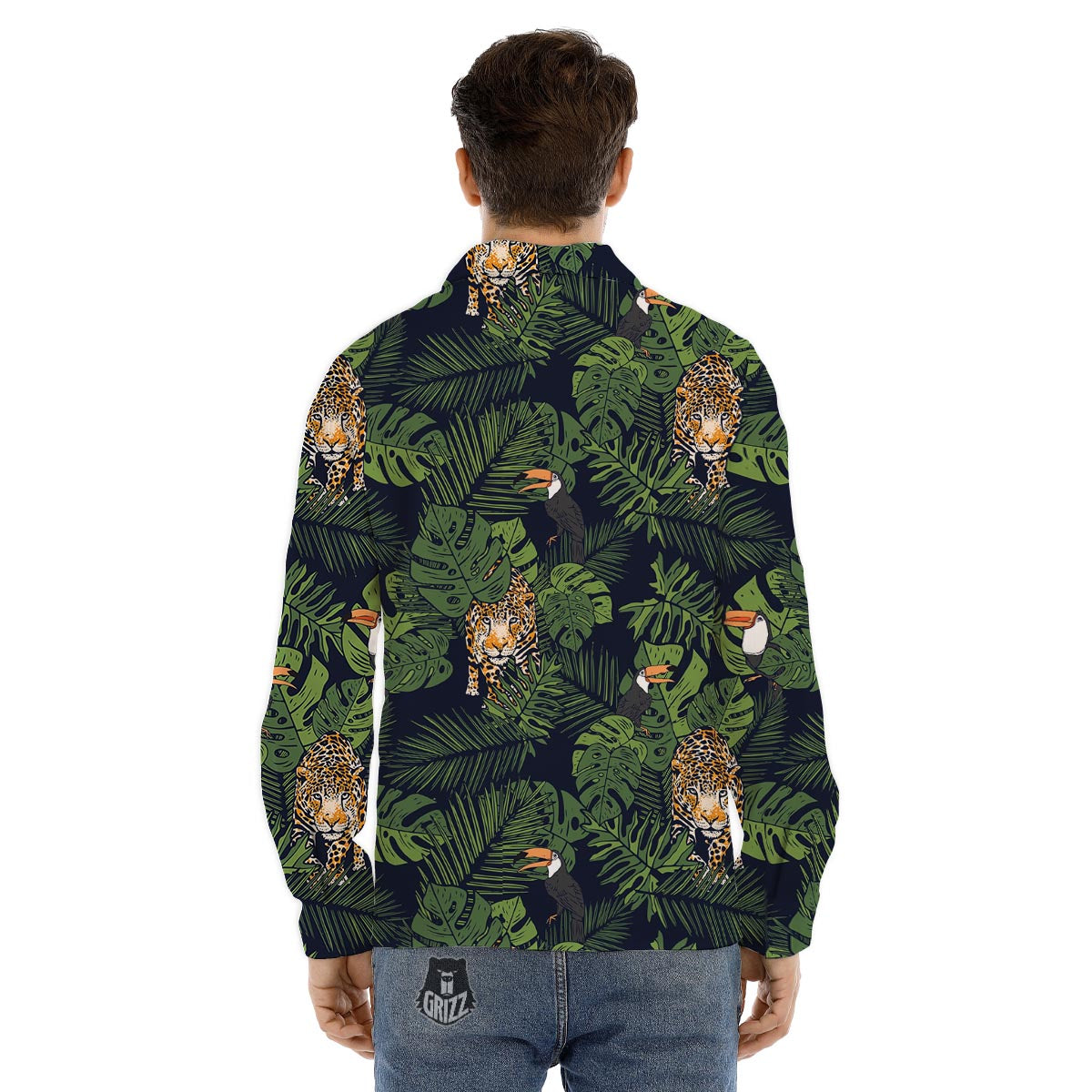 Toucan And Tiger Print Pattern Men's Dress Shirts-grizzshop