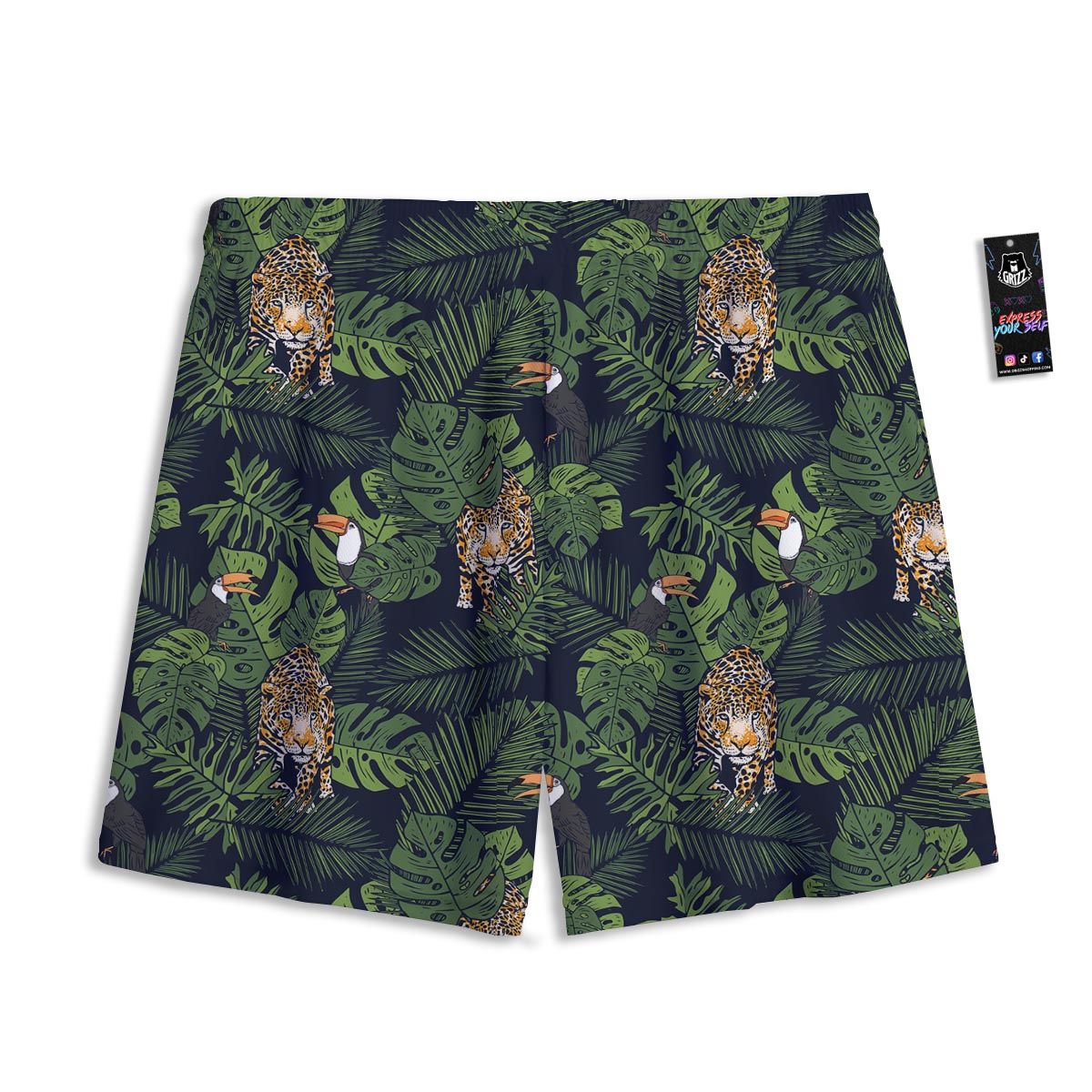 Toucan And Tiger Print Pattern Mesh Shorts