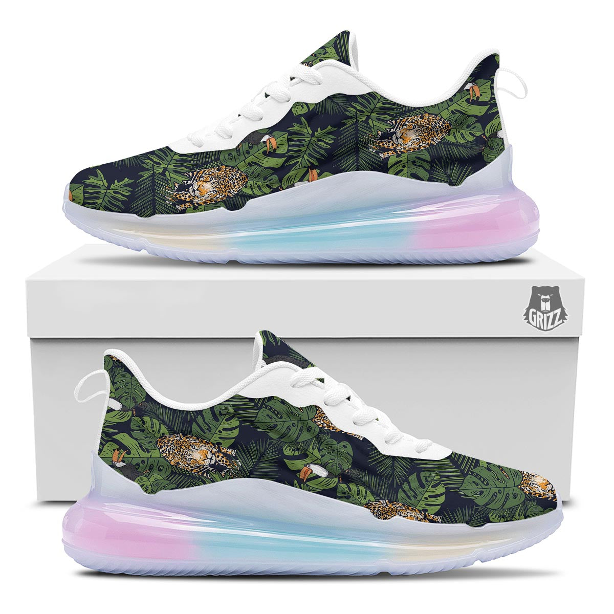 Toucan And Tiger Print Pattern Running Sneakers-grizzshop