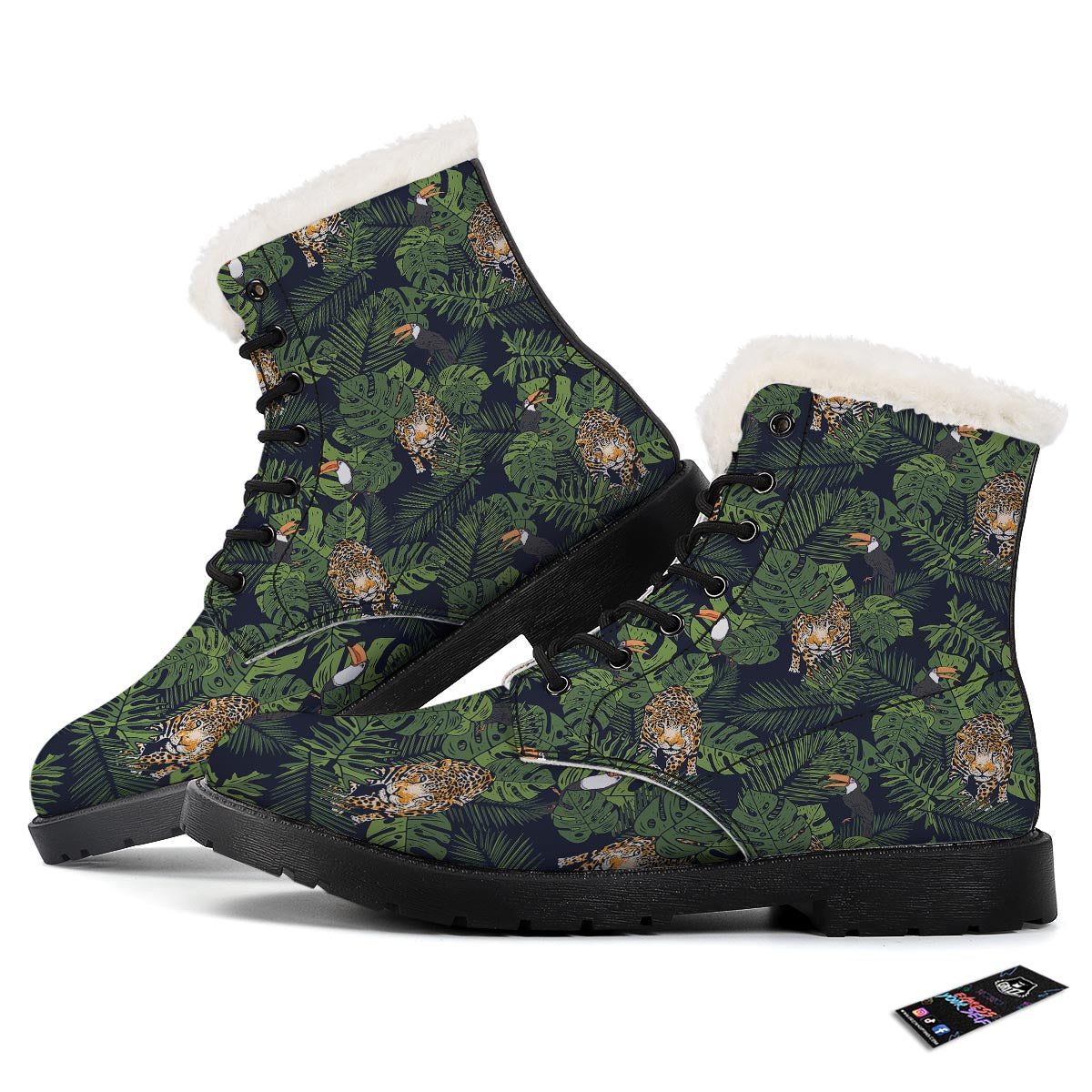 Toucan And Tiger Print Pattern Winter Boots-grizzshop