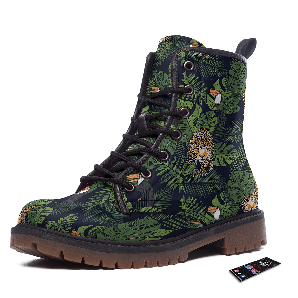 Toucan And Tiger Print Pattern Work Boots-grizzshop