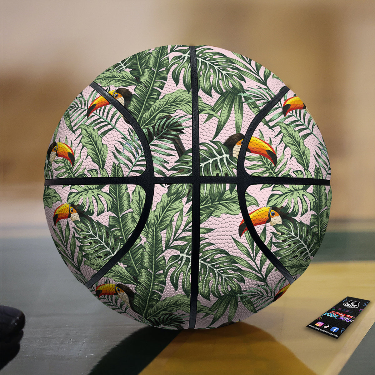 Toucan And Tropical Palm Leaf Print Basketball