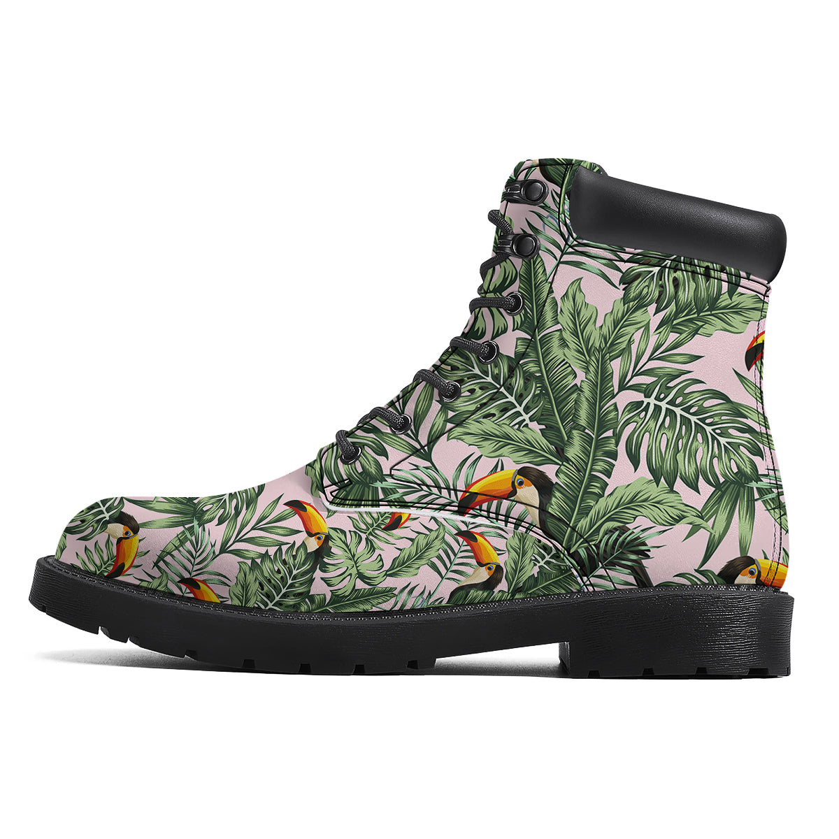 Toucan And Tropical Palm Leaf Print Boots-grizzshop