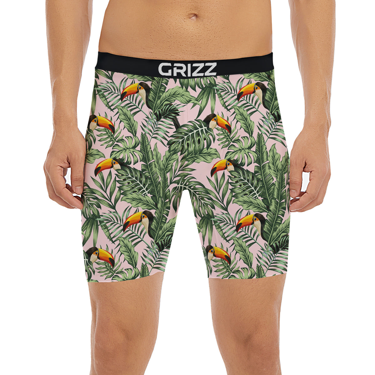 Toucan And Tropical Palm Leaf Print Boxer Briefs-grizzshop