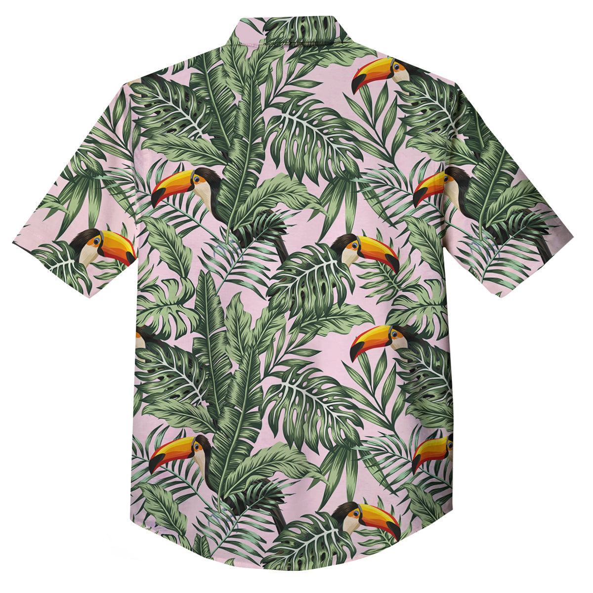 Toucan And Tropical Palm Leaf Print Button Up Shirt-grizzshop