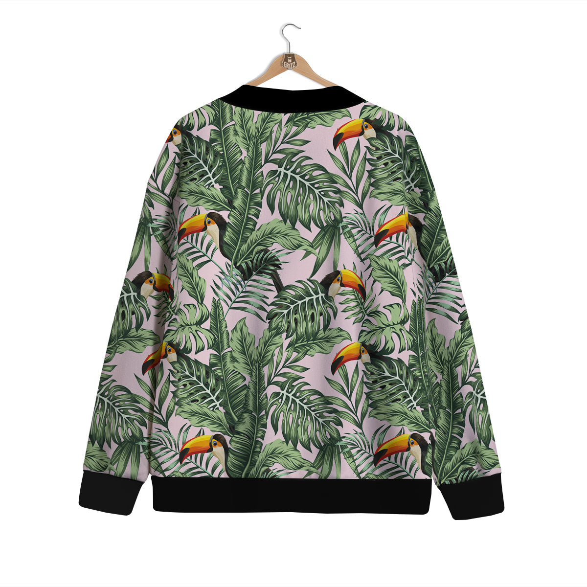 Toucan And Tropical Palm Leaf Print Cardigan-grizzshop