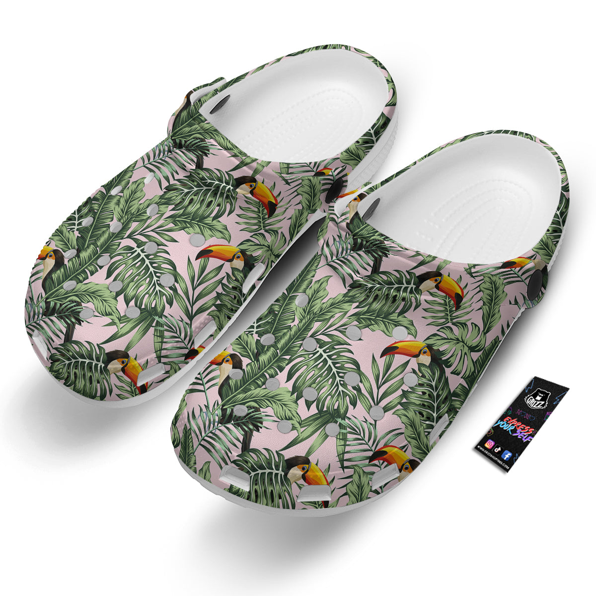 Toucan And Tropical Palm Leaf Print Clog-grizzshop