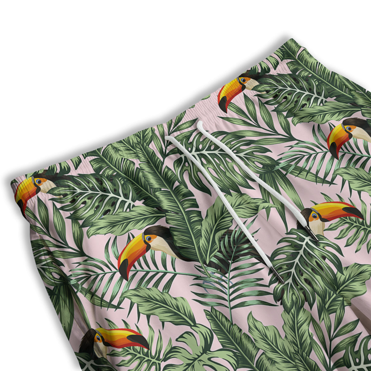 Toucan And Tropical Palm Leaf Print Men's Athletic Shorts
