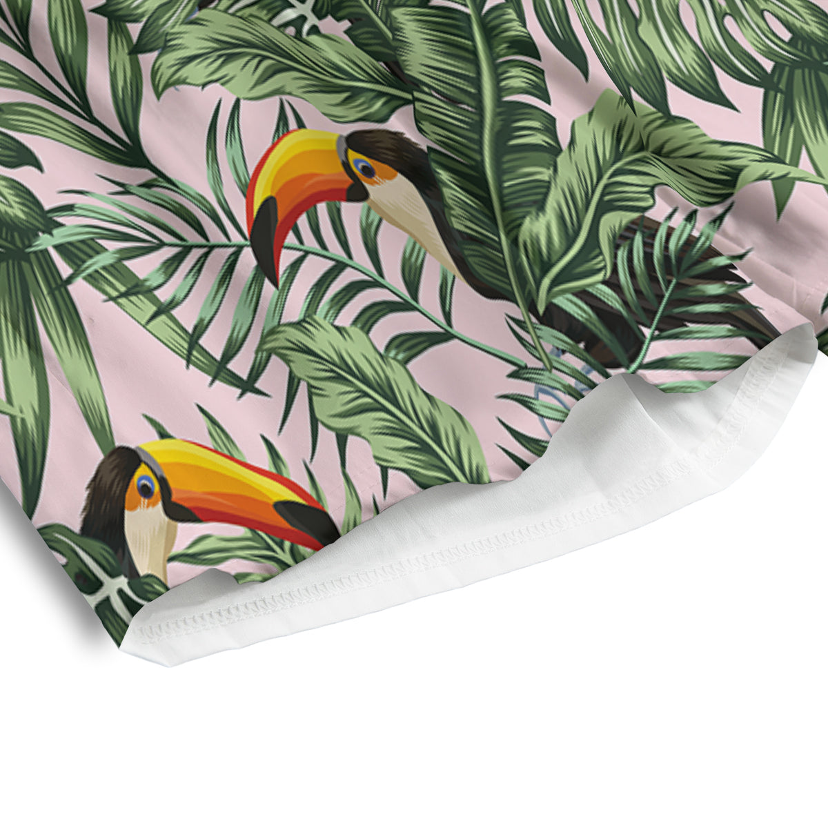 Toucan And Tropical Palm Leaf Print Men's Athletic Shorts