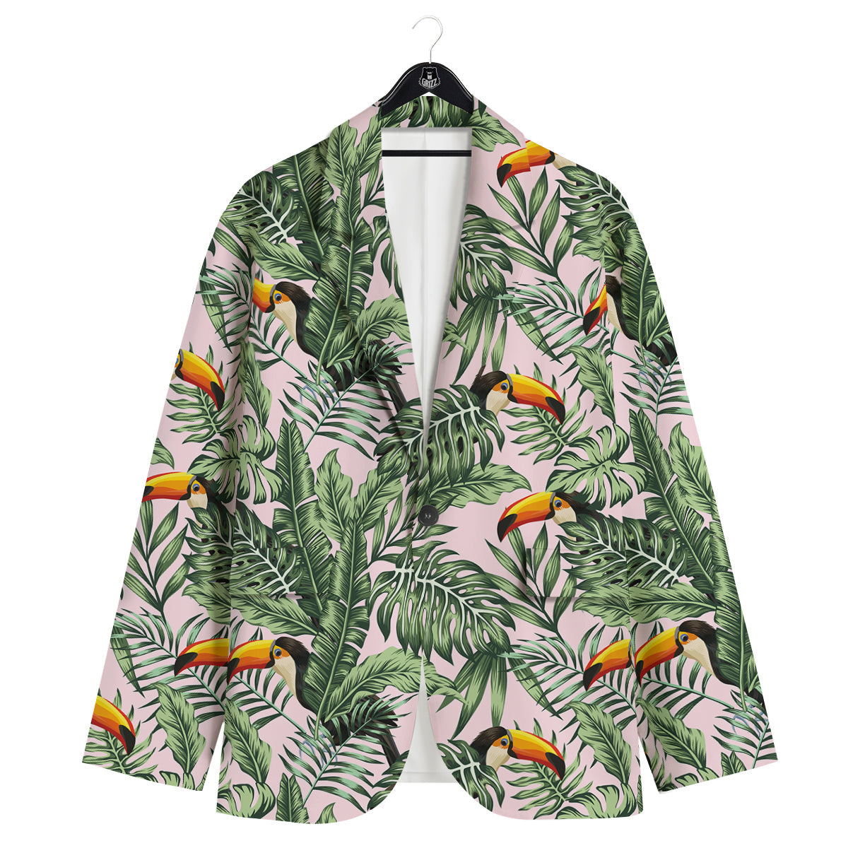 Toucan And Tropical Palm Leaf Print Men's Sport Coat-grizzshop
