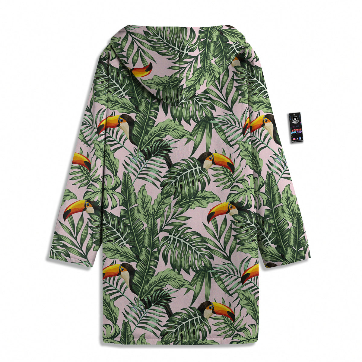 Toucan And Tropical Palm Leaf Print Men's Windbreaker Jacket-grizzshop
