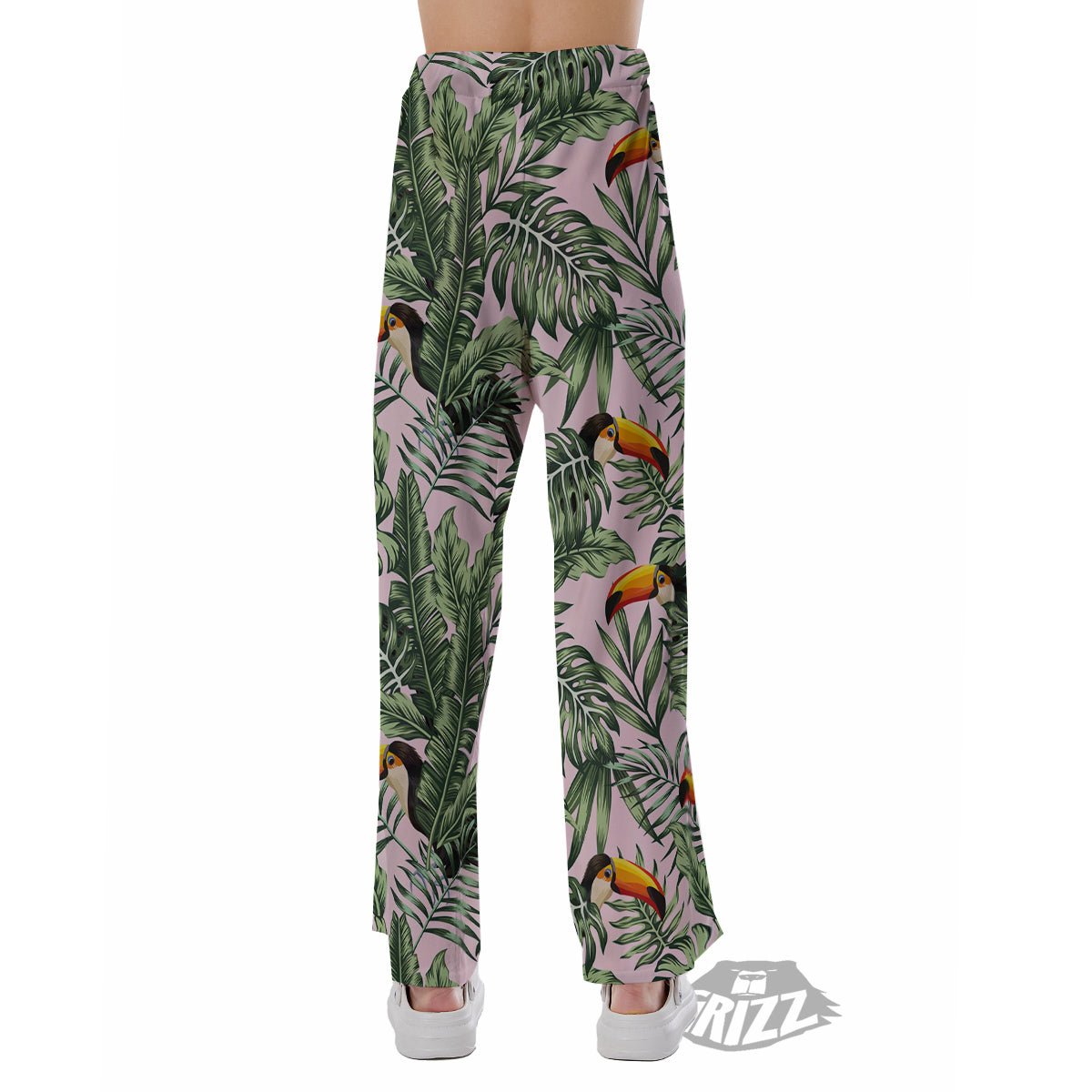 Toucan And Tropical Palm Leaf Print Pajama Pants-grizzshop