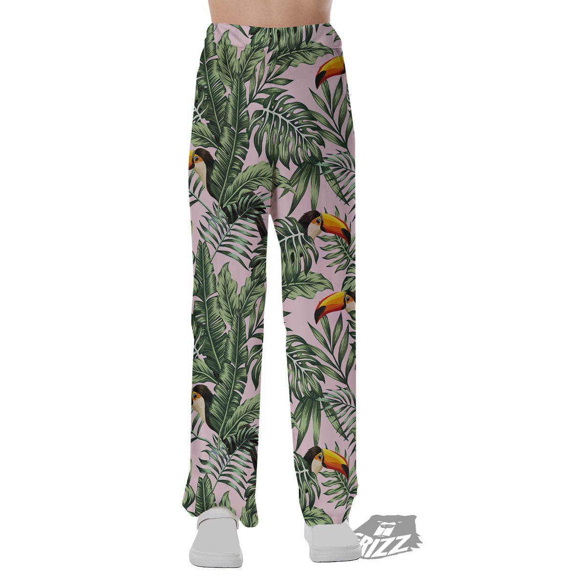 Toucan And Tropical Palm Leaf Print Pajama Pants-grizzshop