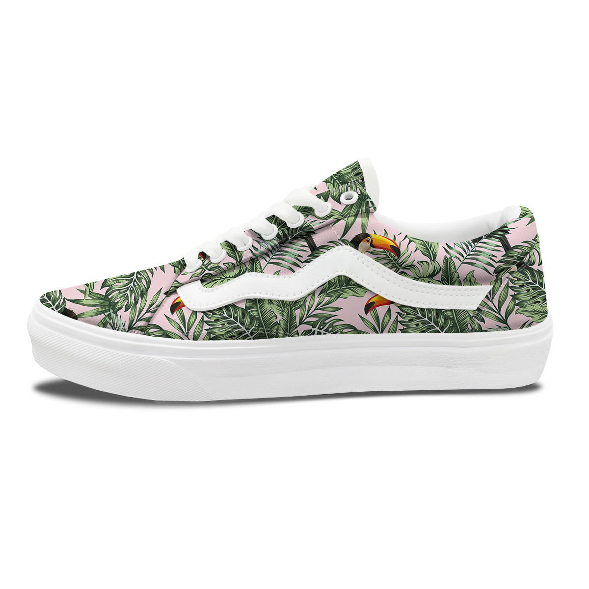Toucan And Tropical Palm Leaf Print Skate Shoes-grizzshop