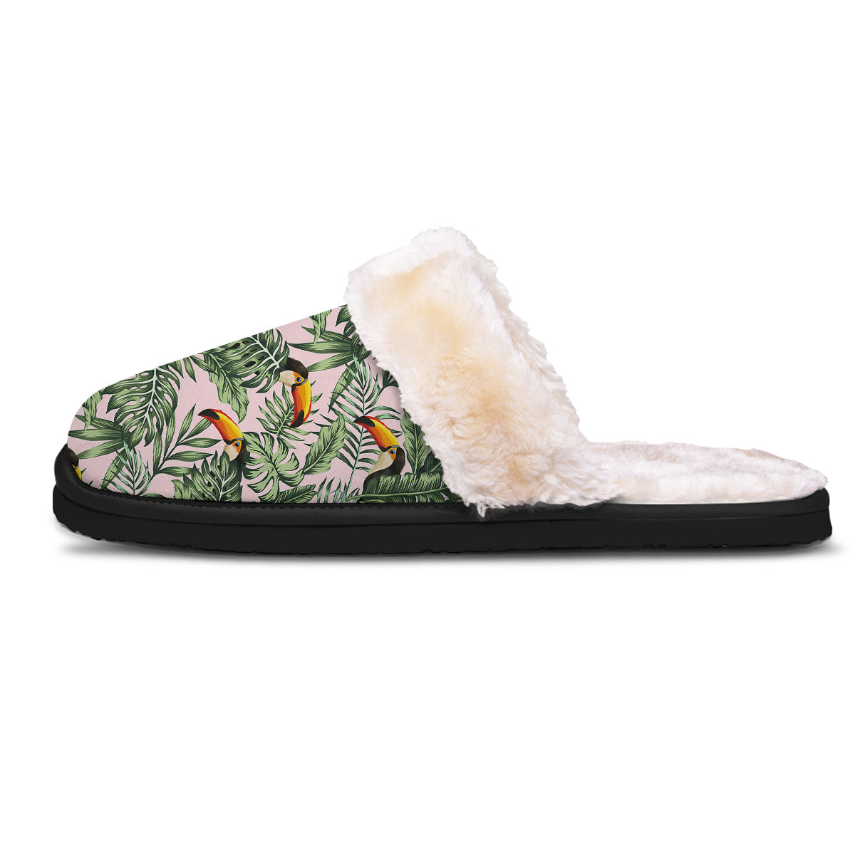 Toucan And Tropical Palm Leaf Print Slippers-grizzshop