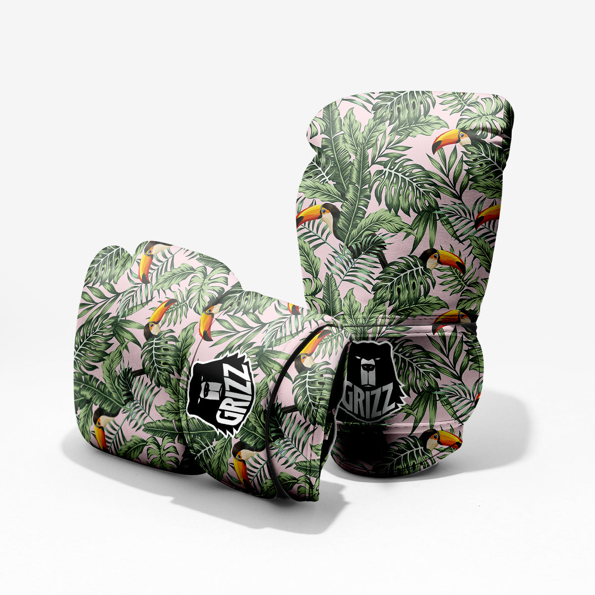 Toucan And Tropical Palm Leaf Print Pro Boxing Glove