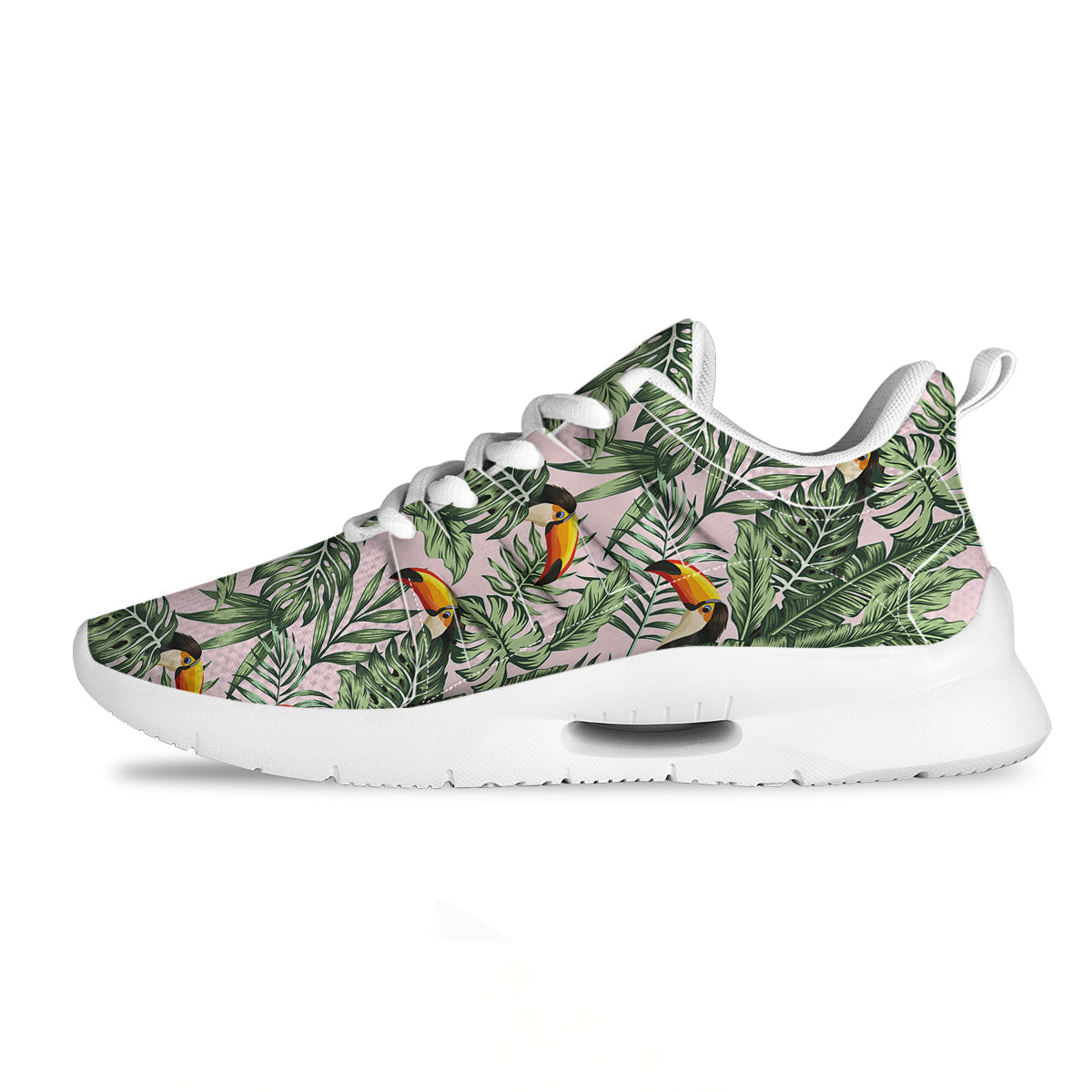 Toucan And Tropical Palm Leaf Print Tennis Shoes-grizzshop