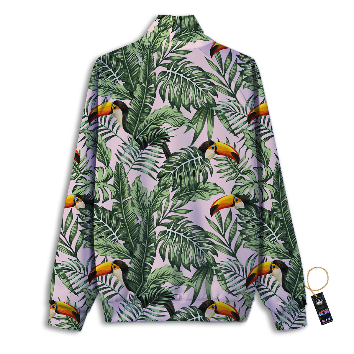 Toucan And Tropical Palm Leaf Print Track Jacket-grizzshop