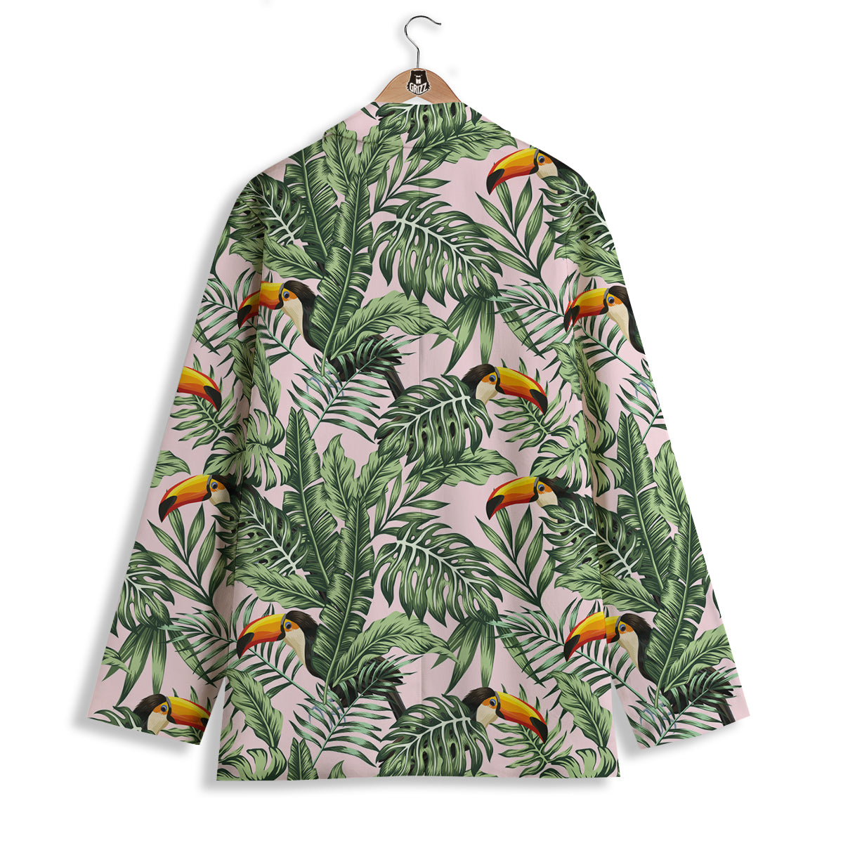 Toucan And Tropical Palm Leaf Print Women's Blazer-grizzshop