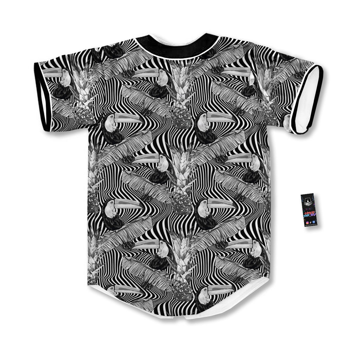 Toucan Black Illusion Print Pattern Baseball Jersey-grizzshop