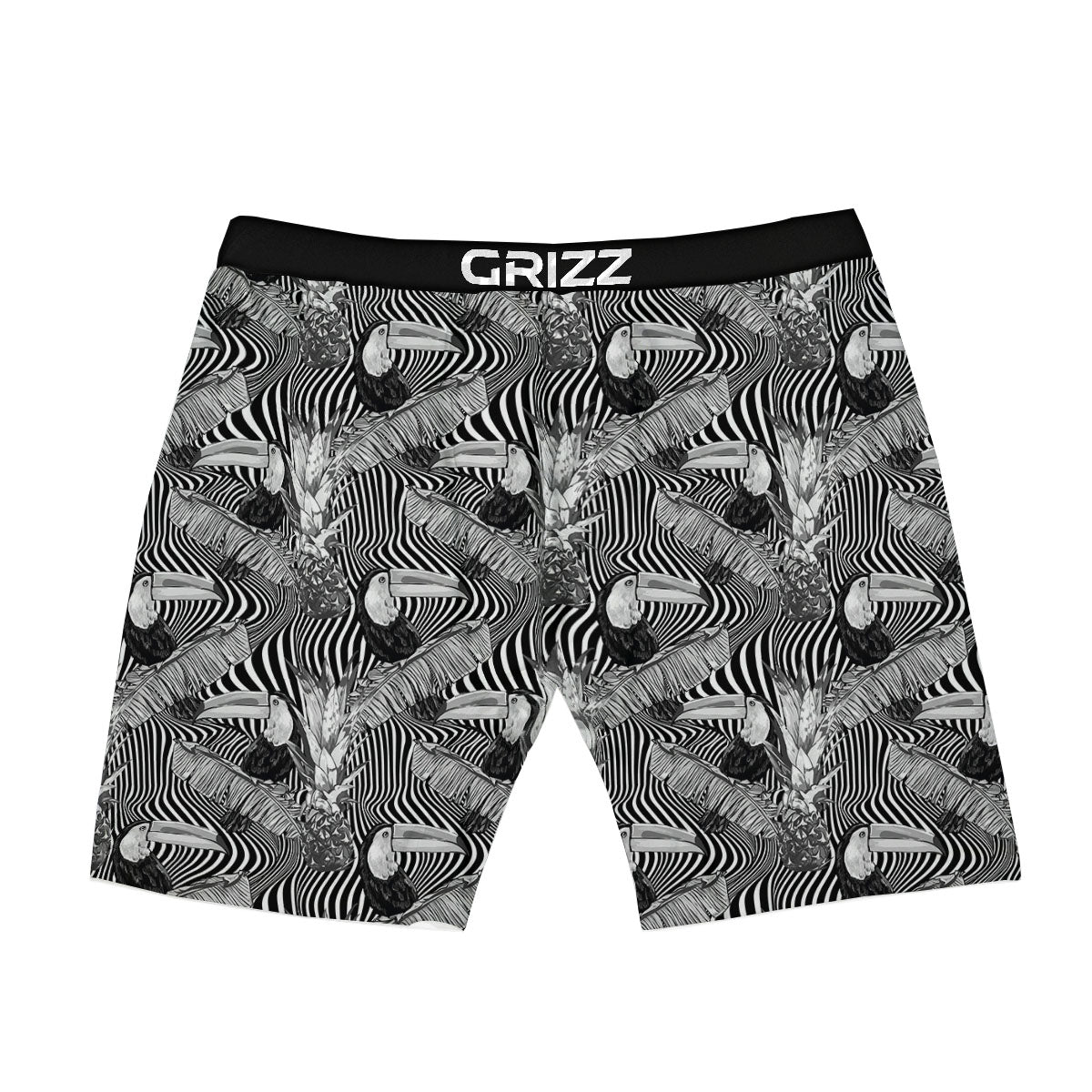 Toucan Black Illusion Print Pattern Boxer Briefs-grizzshop